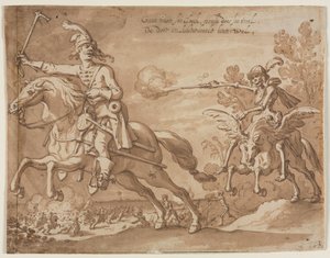 Kuolema hevosen selässä jahtaamassa lentävää ritaria, 1631. tekijältä Sebastian Vrancx