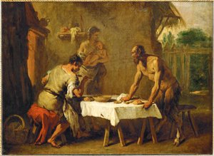Le satyr et le paysan - Satyyri ja maanviljelijä, aisopialainen satu ... tekijältä Sebastiano (attr. to) Ricci