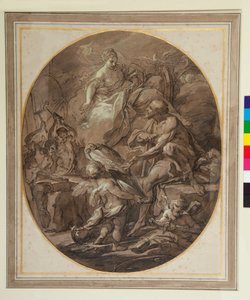 Venus at the Forge of Vulcan (kynä ja ruskea muste ja ruskea pesuaine) tekijältä Sebastiano Conca