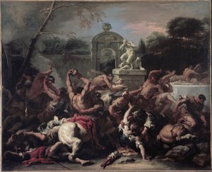 Lapithit ja kentaurit - Taistelu lapihien ja kentaurien välillä. Sebastiano Riccin maalaus tekijältä Sebastiano Ricci