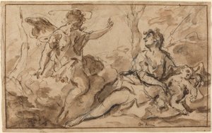 Enkeli ilmestyy Hagarille ja Ismaelille tekijältä Sebastiano Ricci
