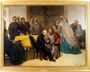 Giuseppe Garibaldin (1807-1882) ja Alessandro Manzonin (1785-1873) tapaaminen
