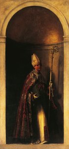 Saint Louis of Toulouse, koristelu urkuovesta, n. 1509, Sebastiano del Piombo (n. 1485-1547), öljy kankaalle, 293x137 cm, San Bartolomeon kirkko, Venetsia, Italia tekijältä Sebastiano del (c.1485 1547) Piombo