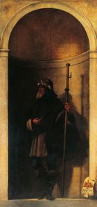 St Sinibald, koristelu urkuovesta, n. 1509, Sebastiano del Piombo (n. 1485-1547), öljy kankaalle, 293x137 cm, San Bartolomeon kirkko, Venetsia, Italia