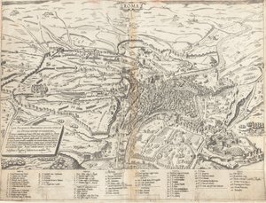 Topografinen kartta modernista Roomasta tekijältä Sebastiano di Re after Giovanni Antonio Dosio