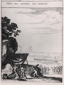 Villit vierailemassa ranskalaisten luona, pastori isä du Tertren historiasta "Histoire des Antilles habitees par les Francais"