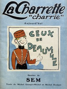 Distribuïdor de casino de Deauville, il·lustració de Sem per a la portada de la revista mensual “” La charrette charrie”””” (1922). finlandès tekijältä Sem