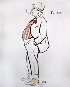 Amerikkalainen sarjakuva "" Alphabet of Sem"" (1863 - 1934), Y as Yankee, n.d., 1900-luku.