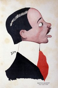 Alberto Santos-Dumontin (1873 - 1932), brasilialaisen insinöörin ja ilmailun tutkija Semin (1863 - 1934) muotokuva. tekijältä Sem