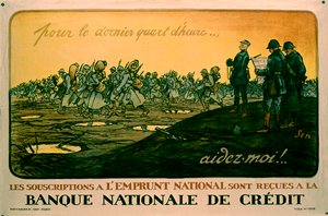 Ranskan ensimmäisen maailmansodan juliste, joka kannustaa ostamaan sotaobligaatioita, n. 1914-1918