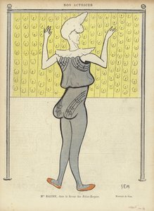 Louise Balthy, ranskalainen näyttelijä, Folies-Bergeressä, kuvitus Le Rirelle