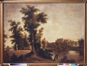 Maisema Pietarin lähellä. Semjon Fjodorovitš Shchedrin (Semion Shchedrin) (1745-1804) maalaus öljy kankaalle