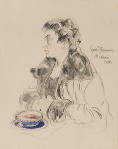 Evdokia Sergeevna Morozovan muotokuva 1885-1959, 1918 tekijältä Sergei Arsenevich Vinogradov