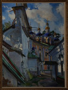 Näkymä Pskovo-Petšerskin luostarista, 1928 tekijältä Sergei Arsenevich Vinogradov