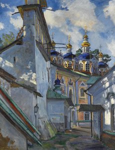 Näkymä Pskovo-Petšerskin luostarista, 1928 tekijältä Sergei Arsenevich Vinogradov