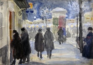 ""Katunäkymä Moskovassa, Venäjä"" (Moskova-katu) Sergei Vinogradovin (1869-1938) akvarelli - 1922 - Yksityinen kokoelma tekijältä Sergei Arsenevich Vinogradov