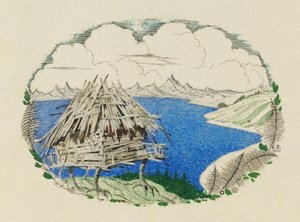 Kota kananjaloilla. Kuvitus A. Pushkinin runoon Ruslan ja Ljudmila, 1921-1926.