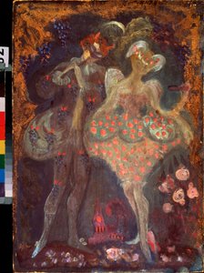 Cupid ja Faun. Sergei Jurievich Sudeykin (Serge Soudeikine) (1882-1946) työ, tempera pahville. Venäläinen taide, 1900-luvun alku. Tatarstanin tasavallan valtion taidemuseo, Kazan (Venäjä). tekijältä Sergei Yurevich Sudeikin