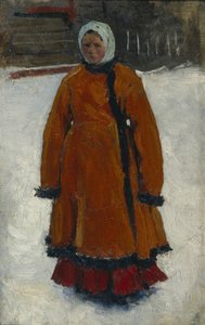 Tyttö punaisessa turkissa, 1903-1906 tekijältä Sergej Vasilevic Ivanov
