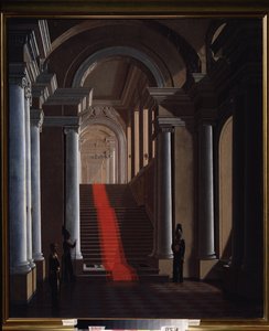 Anichkovin palatsin portaat Pietarissa. Sergei (Sergei, Serguei) Konstantinovich Zaryankon (Zarianko) (1818-1870) maalaus öljy kankaalle tekijältä Sergey Konstantinovich Zaryanko