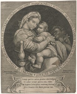 Madonna della sedia Maria Kristus-lapsen kanssa ja Johannes Kastaja tekijältä Servatius Raeven