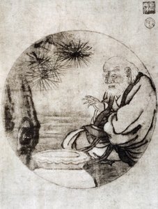 Lao-Tzun muotokuva, kiinalainen filosofi 6. vuosisadalta eKr., piirustus Sesshu Toyo (1420-1506), japanilainen sivilisaatio, Muromachi-kausi tekijältä Sesshû Tôyô