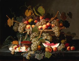 Asetelma hedelmien kanssa, 1852. tekijältä Severin Roesen