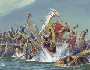 Maxentiuksen kuolema Milvian sillan taistelussa tekijältä Severino Baraldi