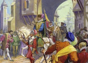 Sir Francis Drake saapuu Plymouthiin (guassi paperille) tekijältä Severino Baraldi