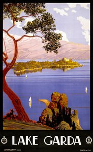 Vintage-juliste Gardajärvelle, Italiaan tekijältä Severino Trematore