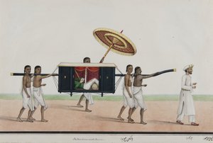 Thomas Holroyd lukee palankiinissaan, n. 1835