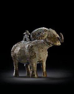 Rituaali pässin muotoinen viiniastia, Gong (pronssi) tekijältä Shang Dynasty Chinese School