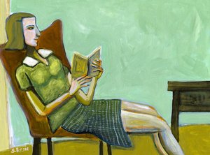Hiljaa lukeva nainen tekijältä Sharyn Bursic