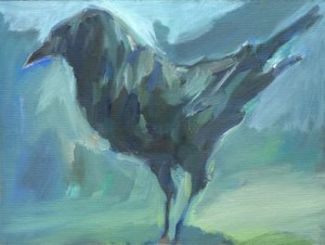 Walking Green Crow, 2024 (öljy kankaalle)