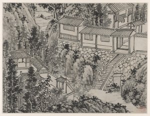 Kaksitoista näkymää Tiger Hillille, Suzhou: Pine Retreat, vuoden 1490 jälkeen. tekijältä Shen Zhou