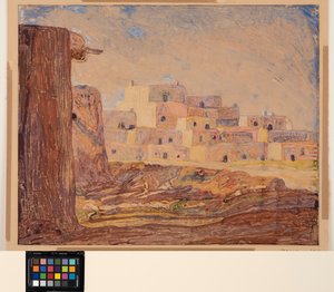 Indian Village, n. 1928 (monotyyppi paperille) tekijältä Sherman Trease