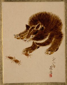 Karhu ja rapuja. tekijältä Shibata Zeshin