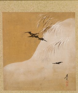 Linnut lumessa kunniallisen Zeshinin maalausten albumilta tekijältä Shibata Zeshin