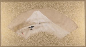 Vuoret lintuineen, 1800-luvun loppu. tekijältä Shibata Zeshin