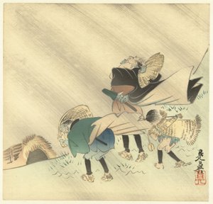 Matkustajat myrskyssä tekijältä Shibata Zeshin