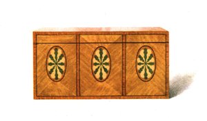 Upotekoristeinen satiinipuinen Tea-Caddy, 1908. tekijältä Shirley Charles Llewellyn Slocombe
