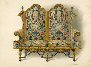 Settee, Leedsin herttuan omaisuus (chromolitho) tekijältä Shirley Charles Llewellyn Slocombe