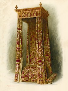 Pehmustettu sänky, Hampton Court Palace (chromolitho) tekijältä Shirley Charles Llewellyn Slocombe