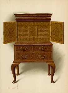 Walnut Cabinet, Edward Dentin omaisuus (chromolitho) tekijältä Shirley Charles Llewellyn Slocombe
