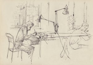 Graafisen suunnittelun studio, c1950. tekijältä Shirley Markham