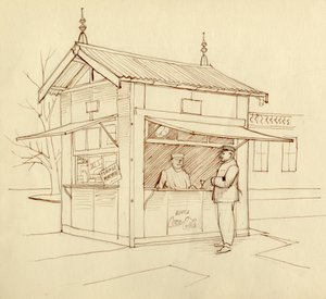 Juomia myyvä kioski, Pariisi, Ranska, v1951. tekijältä Shirley Markham
