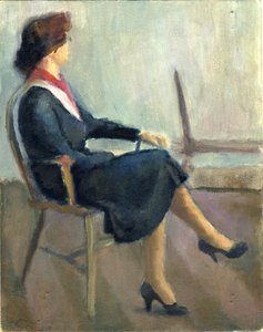 Istuva nainen laivastonsinisessä, 1952. tekijältä Shirley Markham