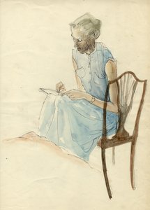 Istuva nainen kirjoittaa, 1952. tekijältä Shirley Markham