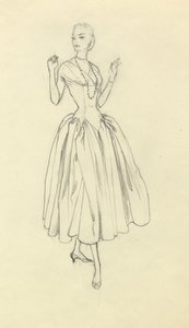 Nainen kapeavyötäröisessä mekossa, vuodelta 1952. tekijältä Shirley Markham