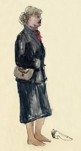 Nainen sukkahousuissa, 1953.